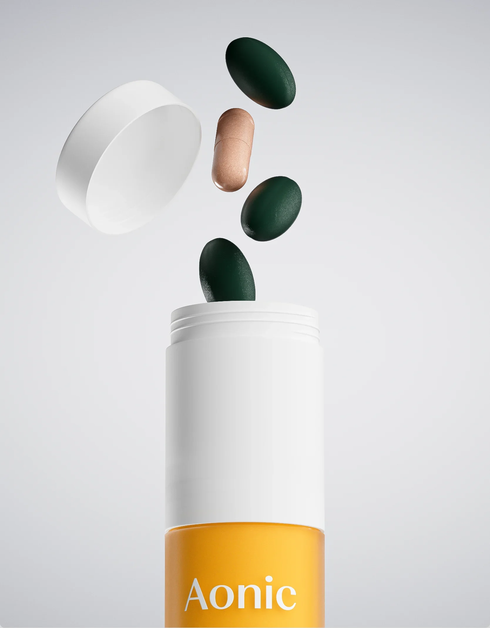 Aonic Complete bottle with softgels and capsule