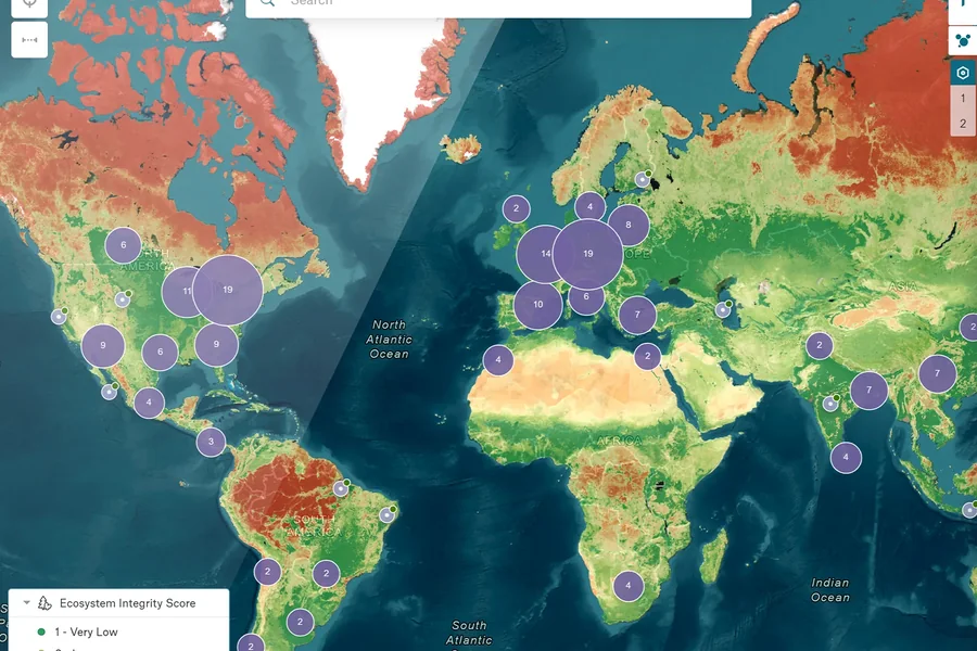 218 example sites on the Location Risk Intelligence map